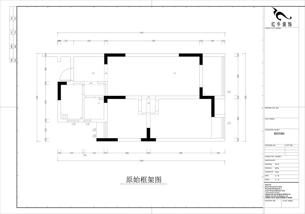 孟宪涛|紫杨佳园11-108-85㎡-简约风格|2室2厅1卫|老房装修|定制家|全包12万|00_01原始框架图