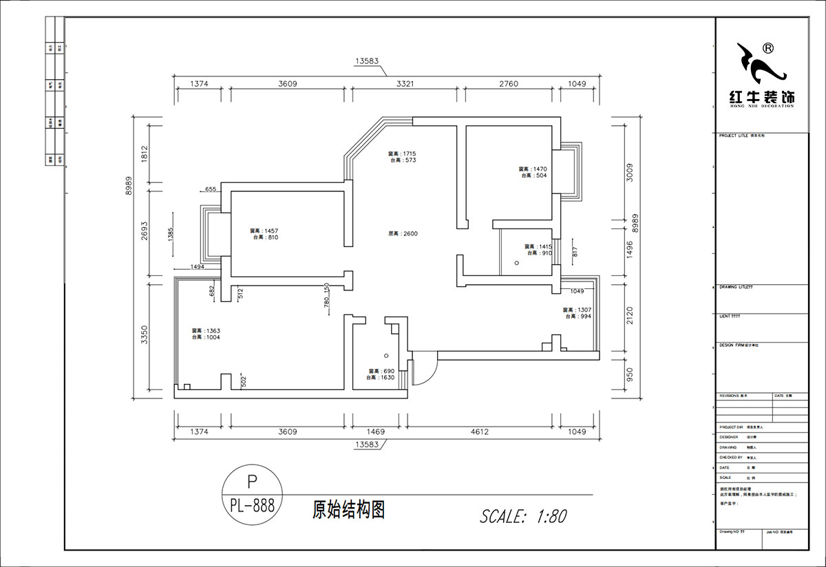 顾娟|春天家园11-37-402-90㎡-现代简约风格|3室2厅2卫|旧房装修|定制家|全包12万|00_01原始结构图