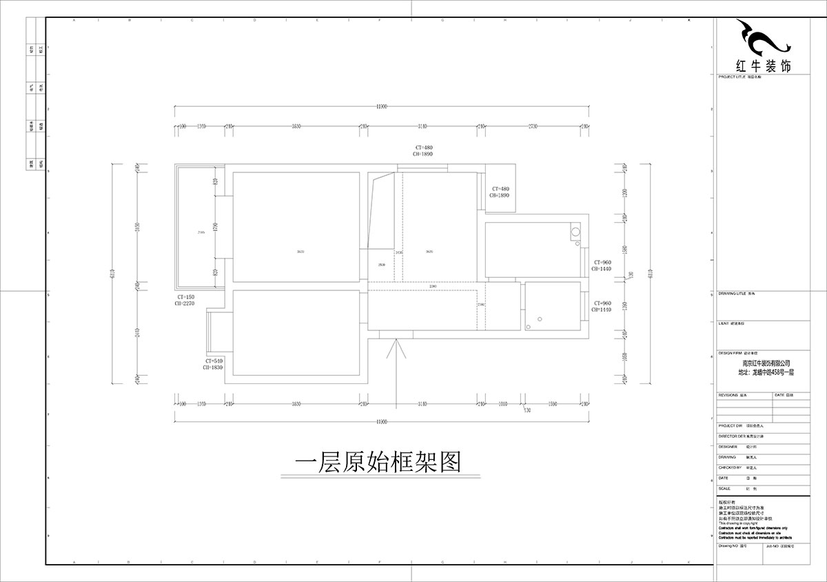 孟宪涛|尧顺佳园2期60-606-72㎡-简约风格|3室1厅1卫|新房装修|定制家|全包11万|00_01一层原始框架图