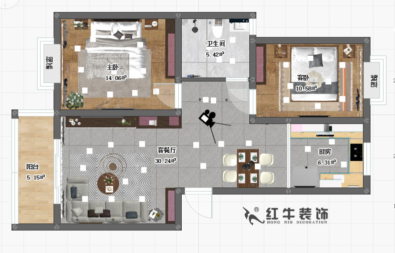 房亮_天润城6街区6-106-89㎡-简约风格_2室2厅1卫_定制家¥11