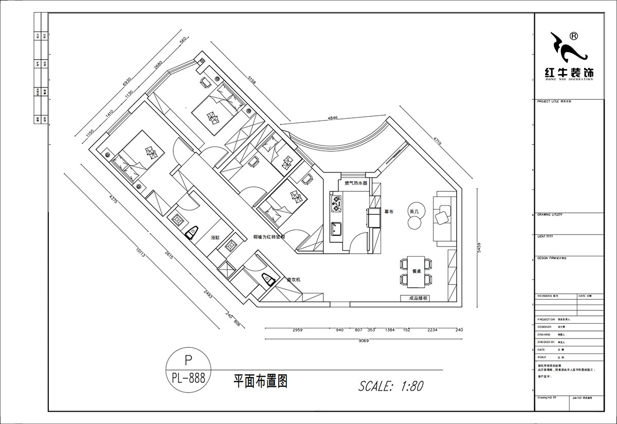 顾娟|丰汇大厦2205室-120㎡-复古风|3室2厅2卫|旧房装修|定制家|全包16