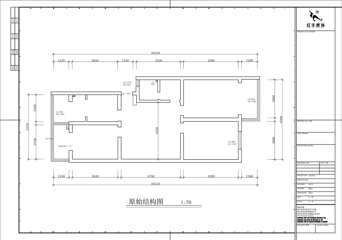 蒋琛|金舟花园4-3-806-100㎡-现代简约风格|3室2厅1卫|老房装修|定制家|全包12万|00_01原始结构图