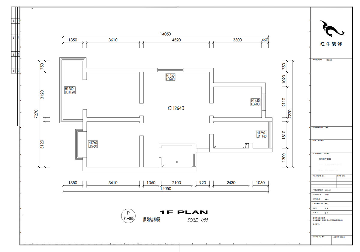 刘小勇|银龙花园二期122-108-90㎡-现代简约风格|3室1厅1卫1厨1阳台|老房装修|定制家|全包9万|00_01原始结构图