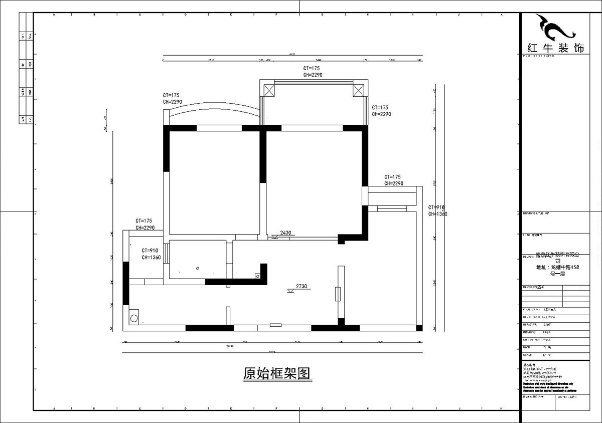 【实景案例】孟宪涛|银河湾福苑-95㎡-简欧风格|2室2厅1卫|婚房装修|定制家|全包14万|00_01汇景国际原始框架图